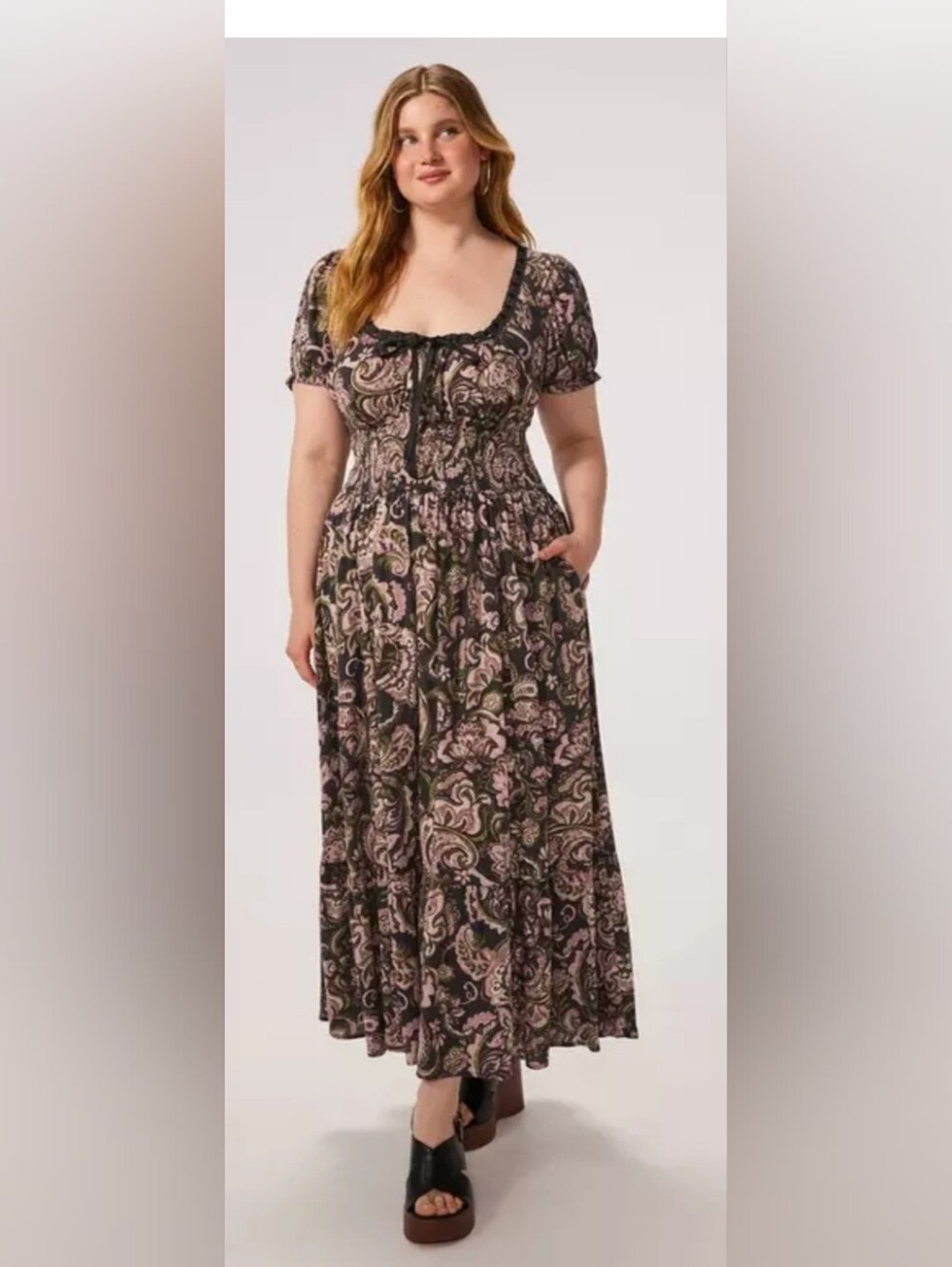 NWT Torrid FESTI Puff Sleeve Maxi Dress Paisley Sz 2